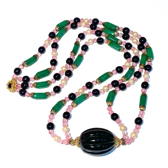 RARE! Vintage William De Lillo Beaded Double Strand Necklace